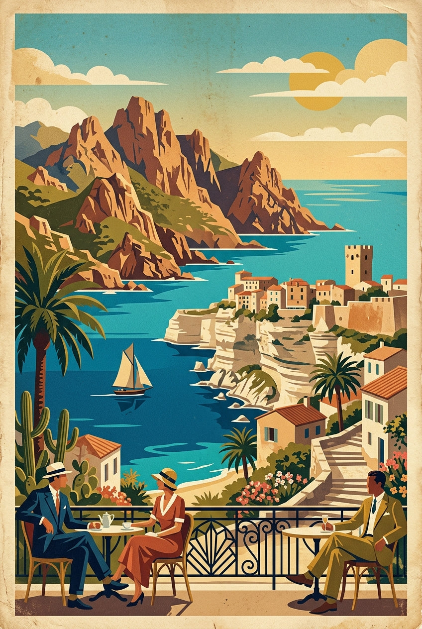 Affiche de Corse vintage, poster de Bonifacio