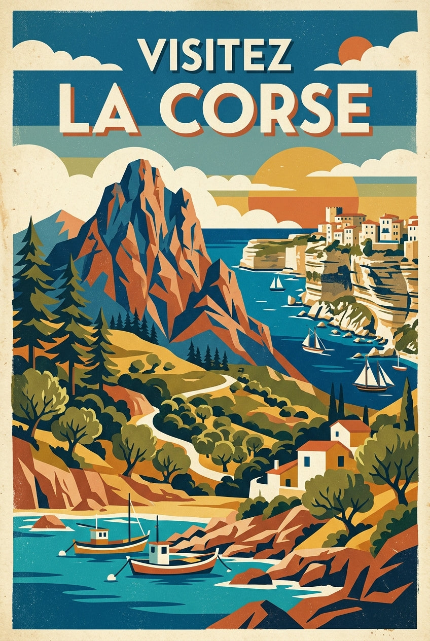 Affiche de la Corse, poster décoration vintage | Afich