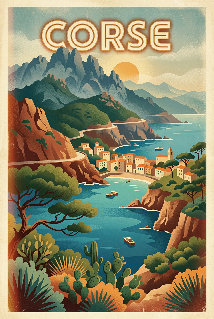 Affiche de Corse, poster paysage vintage | Afich