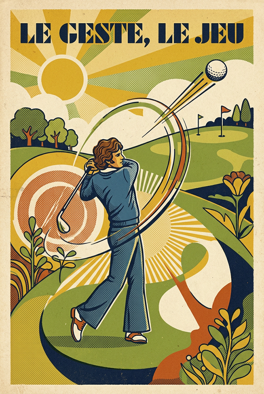 Affiche de golf vintage, poster swing du golfeur | Afich
