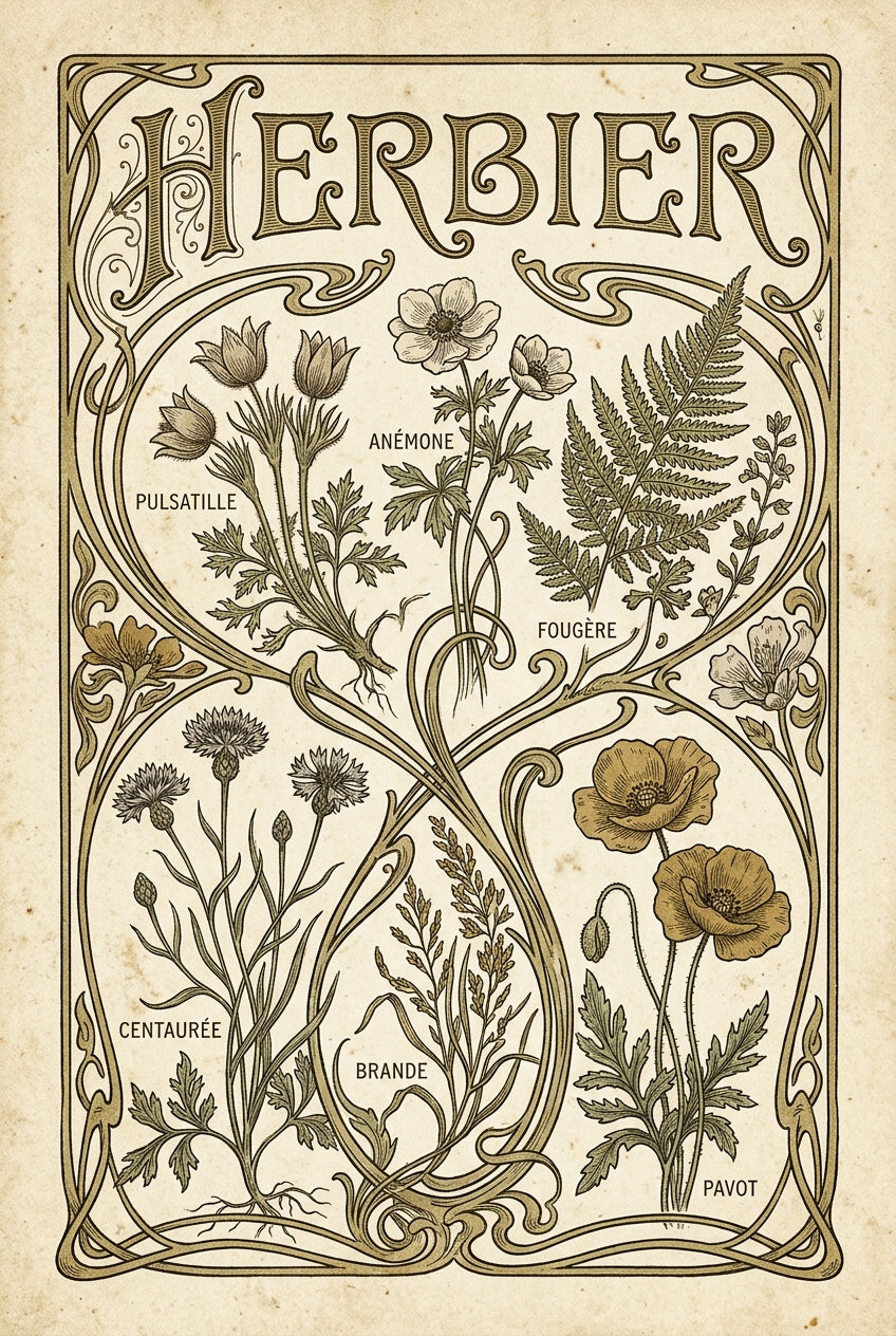 Affiche Herbier vintage, style Art Nouveau | Afich