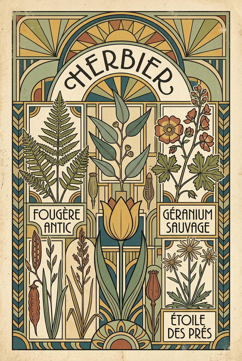 Affiche Herbier vintage, fleurs et plantes | Afich