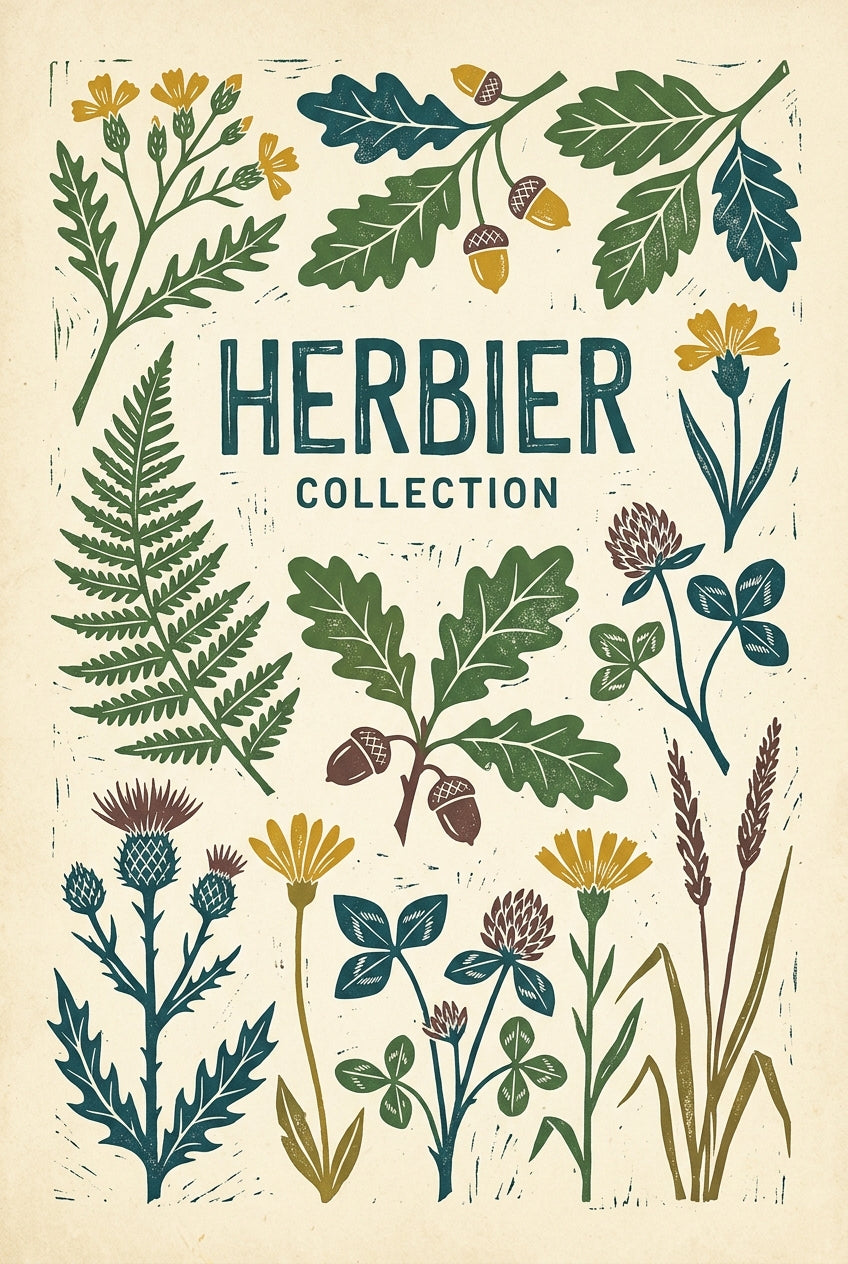 Affiche d'herbier vintage, feuilles de chêne | Afich