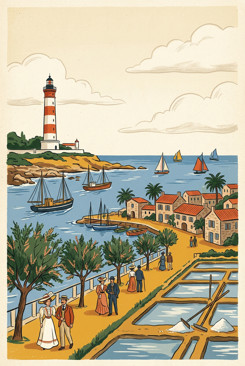 Affiche de l'Île de Ré, phare et marais salants | Afich