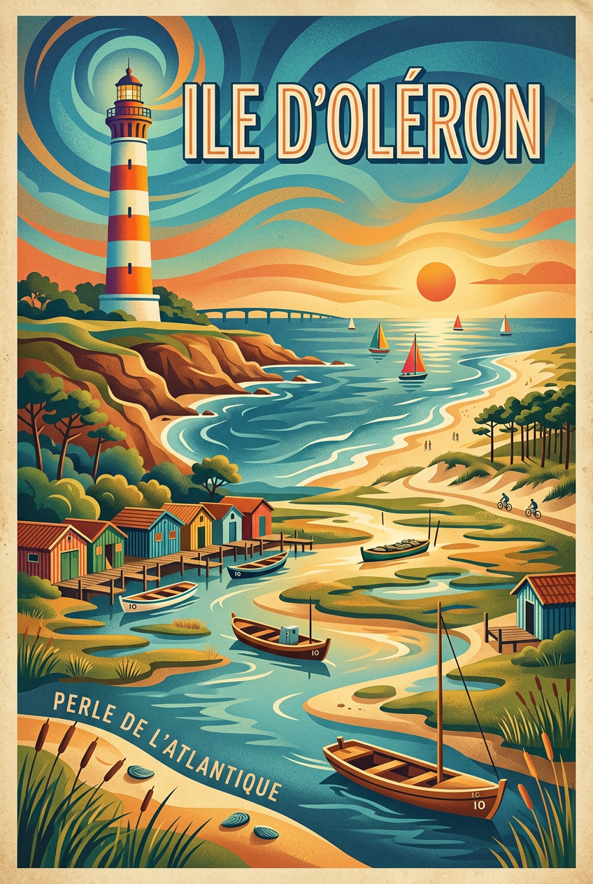 Affiche de l'Île d'Oléron, phare de Chassiron | Afich