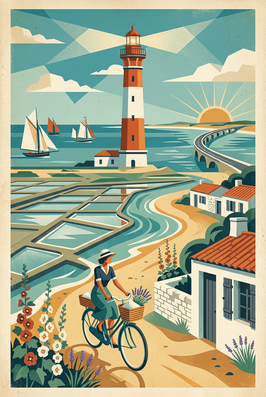 Affiche de l'île de Ré, poster phare des Baleines