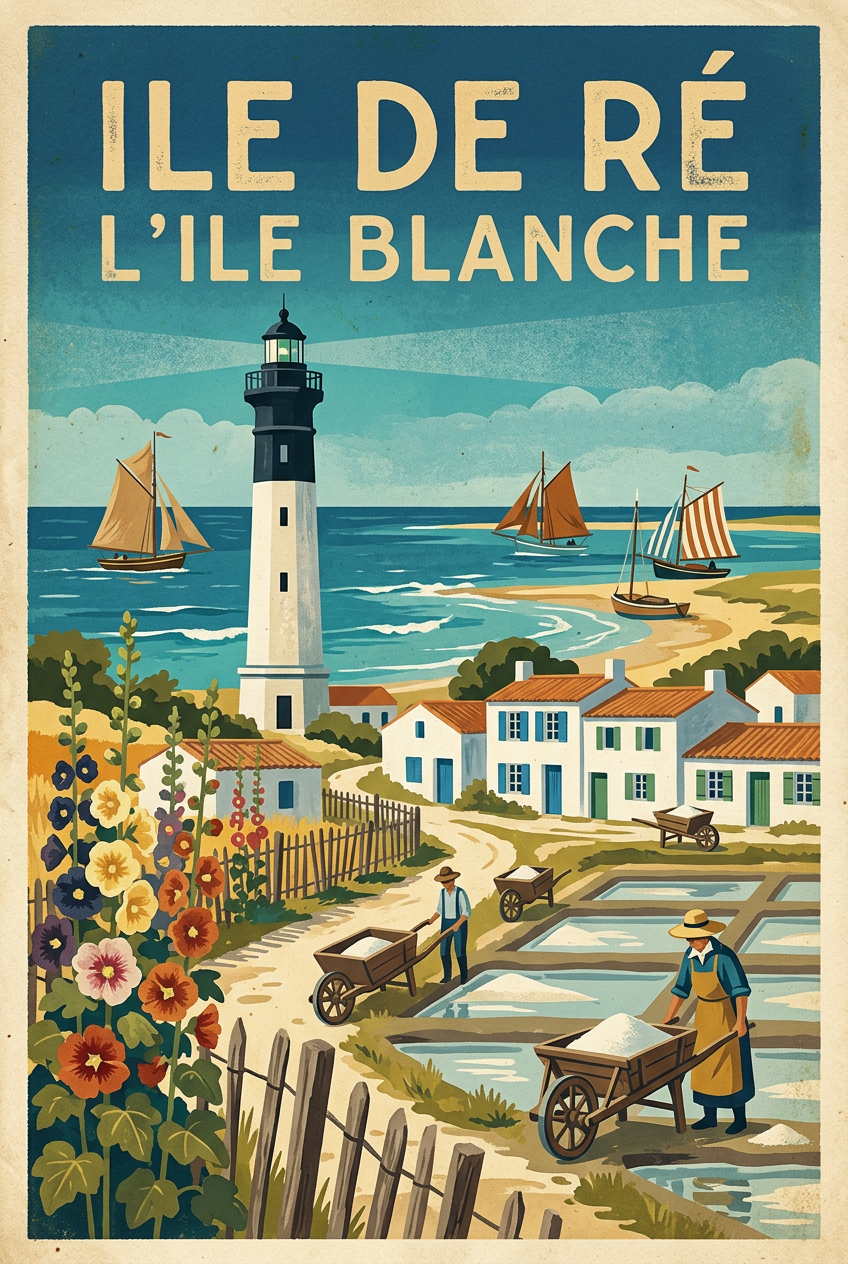 Poster de l'Île de Ré, affiche vintage phare | Afich