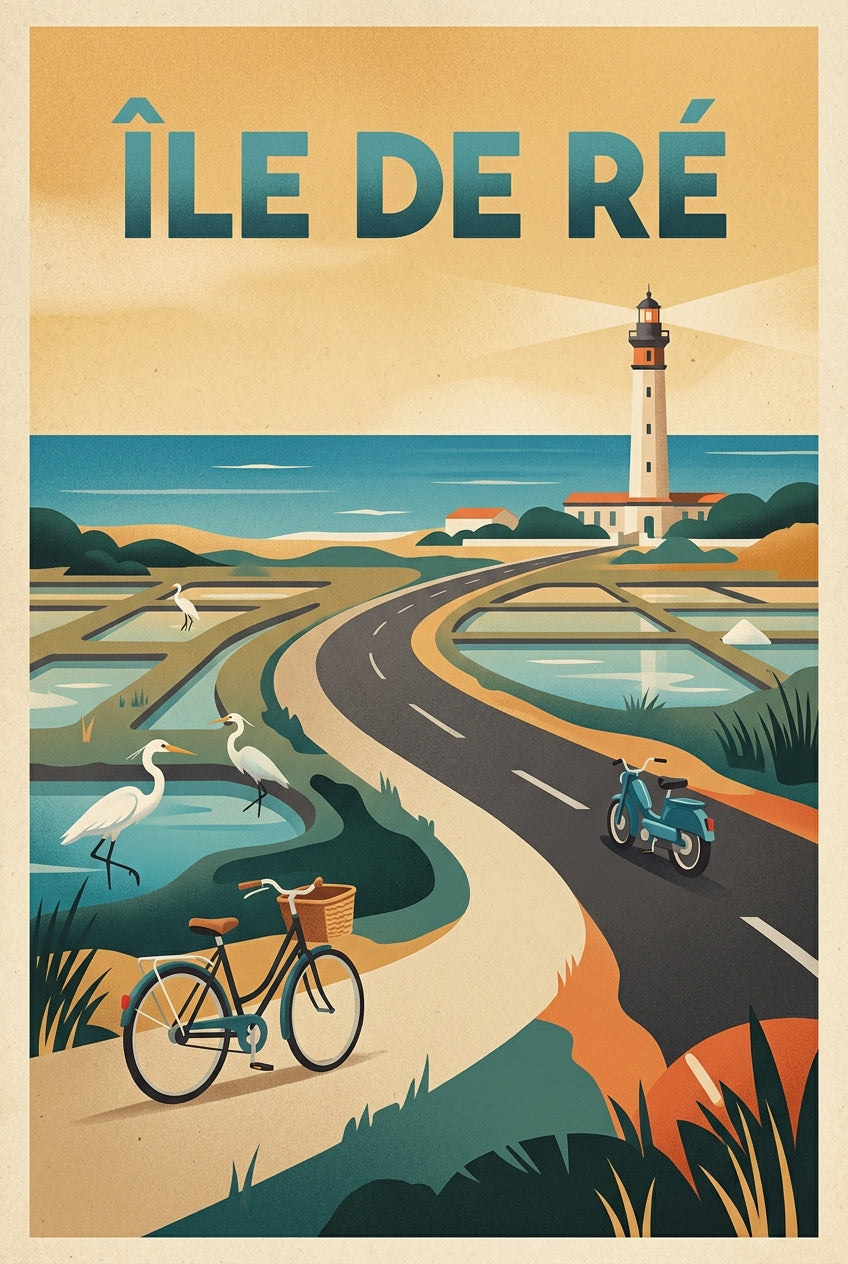 Affiche de l'Île de Ré, poster phare des Baleines | Afich
