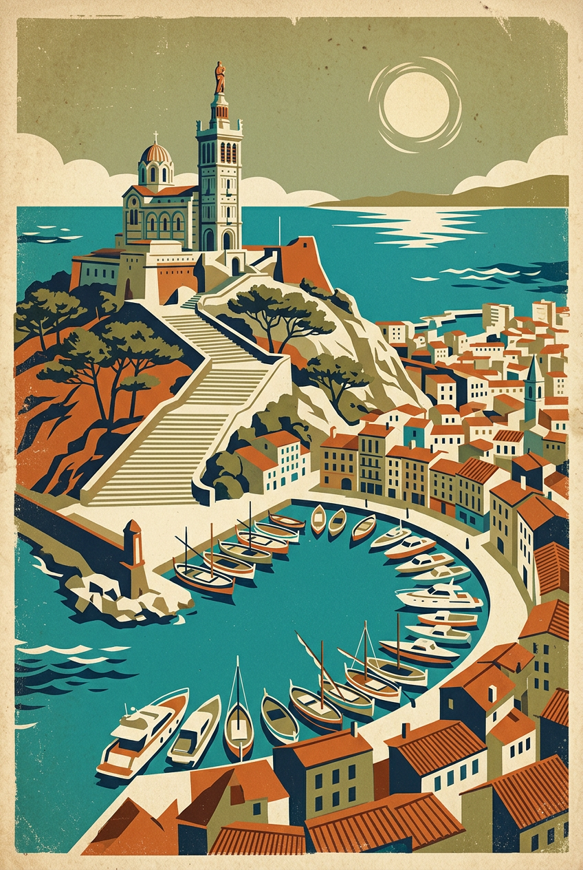 Affiche de Marseille, poster Notre-Dame de la Garde