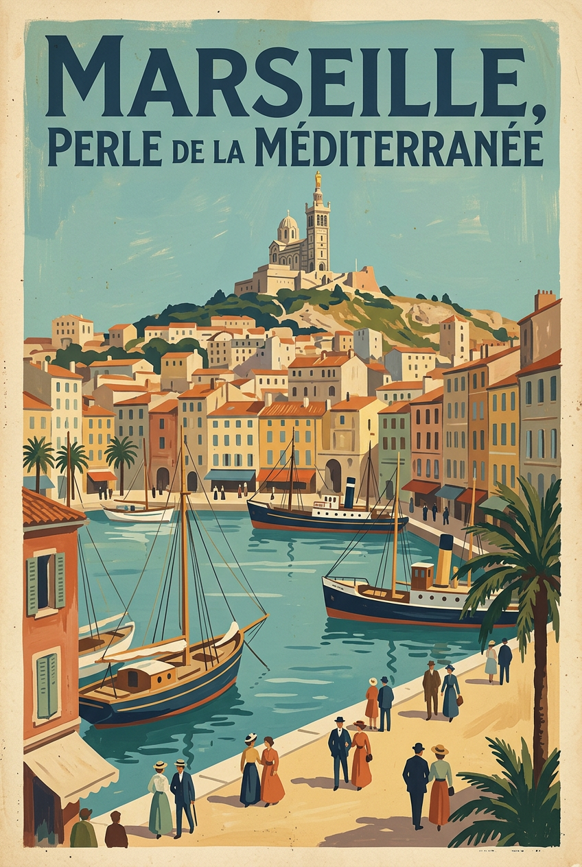 Affiche de Marseille, poster Notre-Dame de la Garde