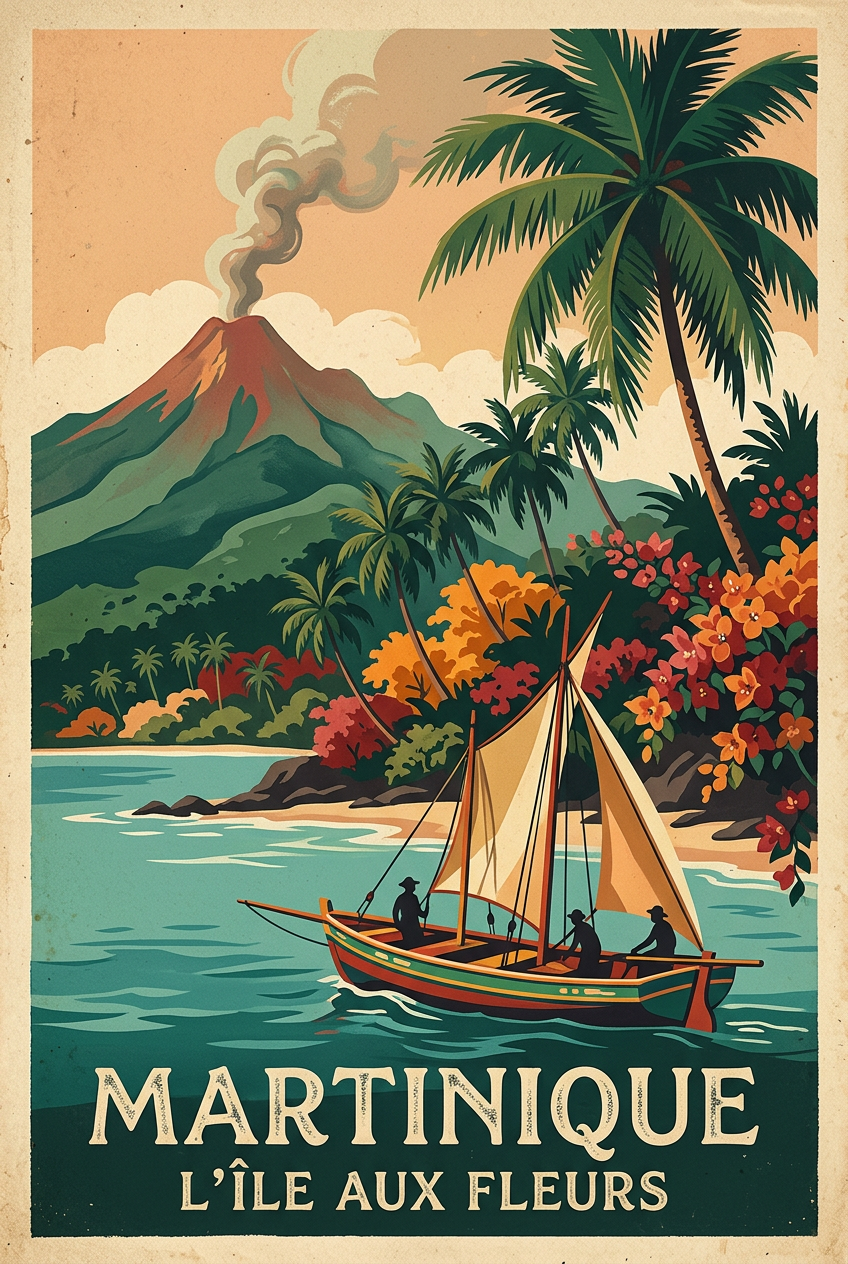Affiche Martinique, poster vintage Pelée | Afich