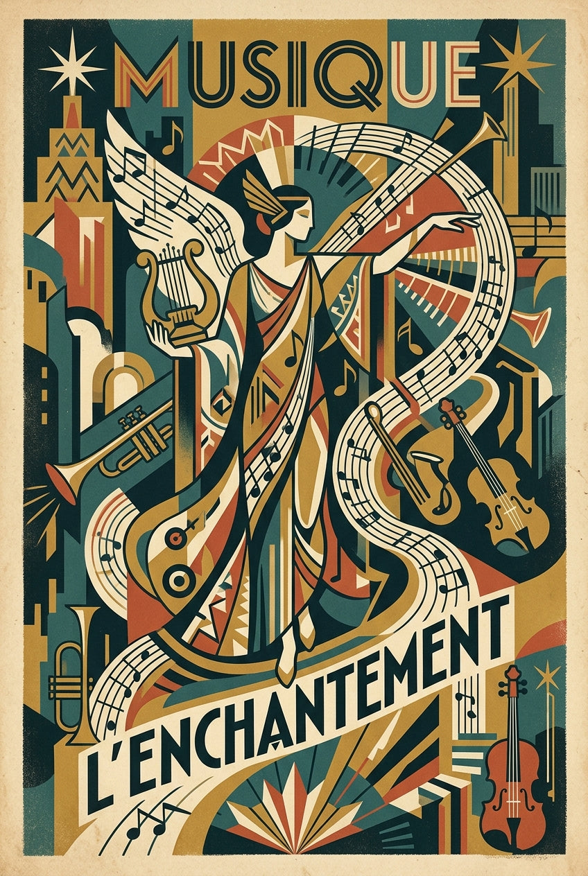 Affiche de musique vintage, style Art déco | Afich