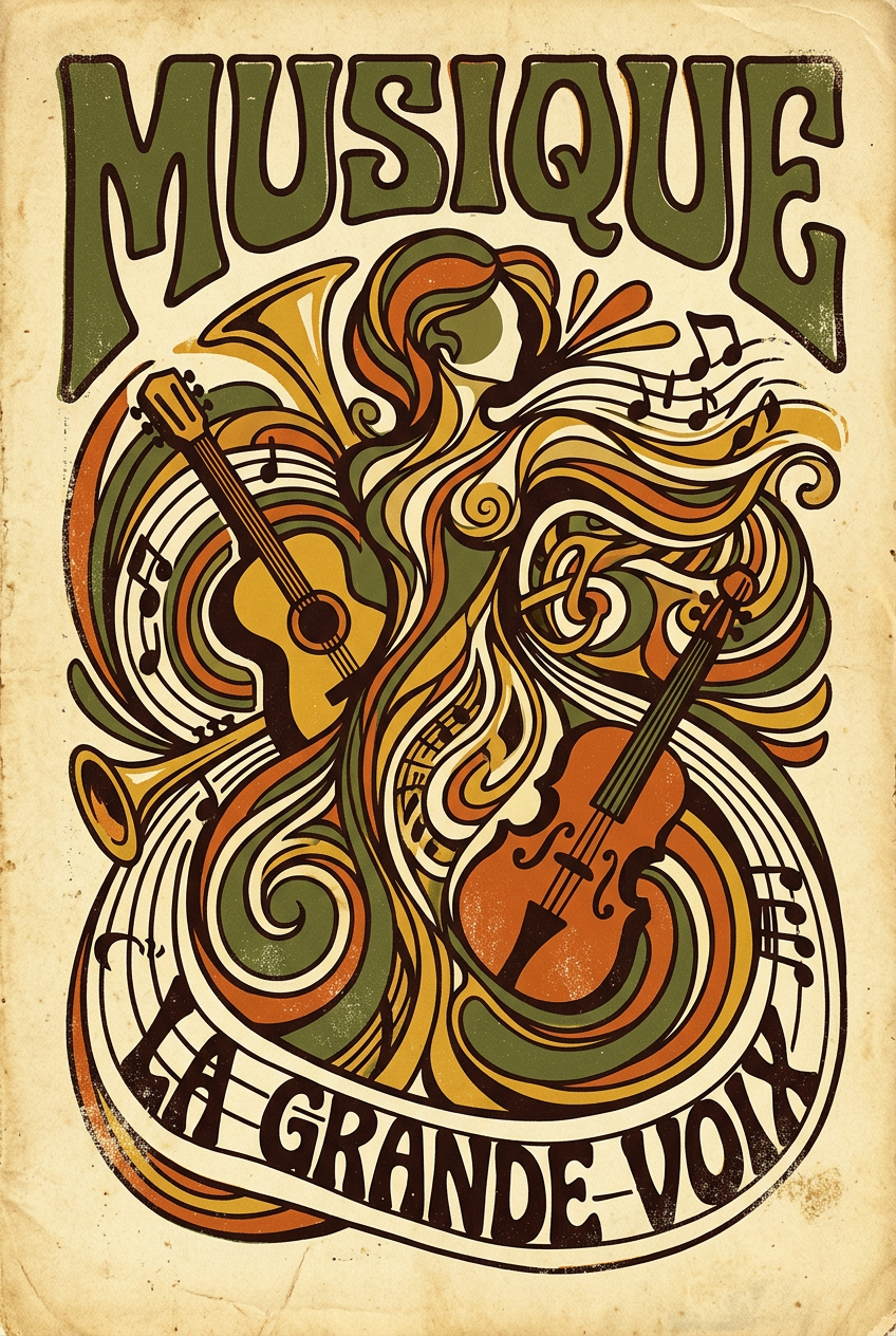 Affiche de musique vintage, poster La Grande Voix | Afich