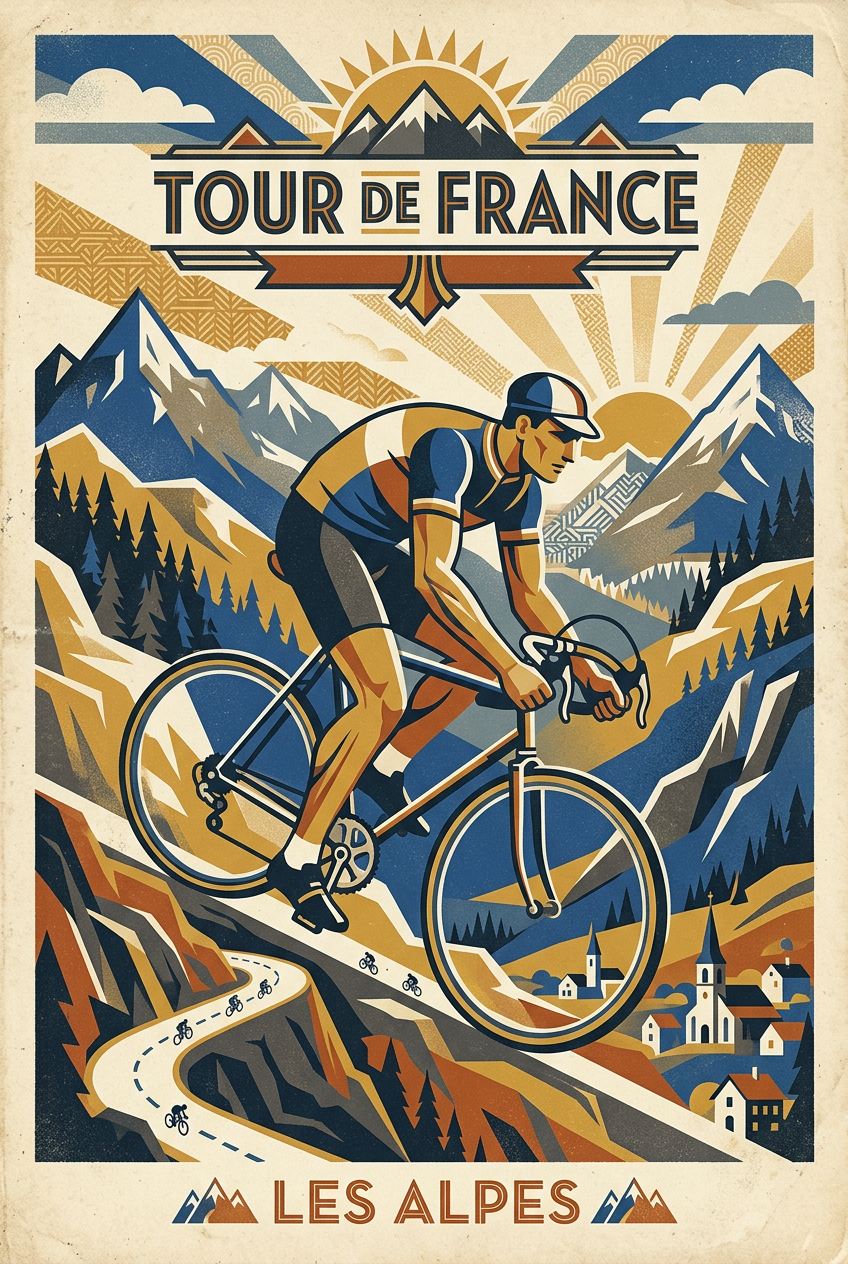 Affiche du Tour de France, poster cyclisme Alpes | Afich