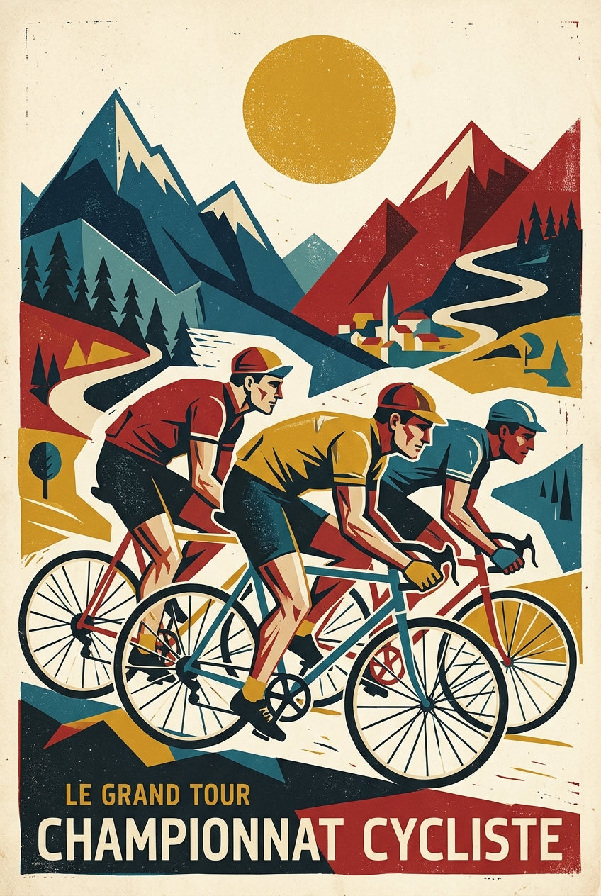Affiche Championnat cycliste vintage, décor vélo | Afich