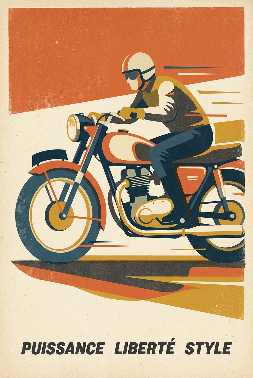 Affiche moto vintage, poster décoratif garage | Afich