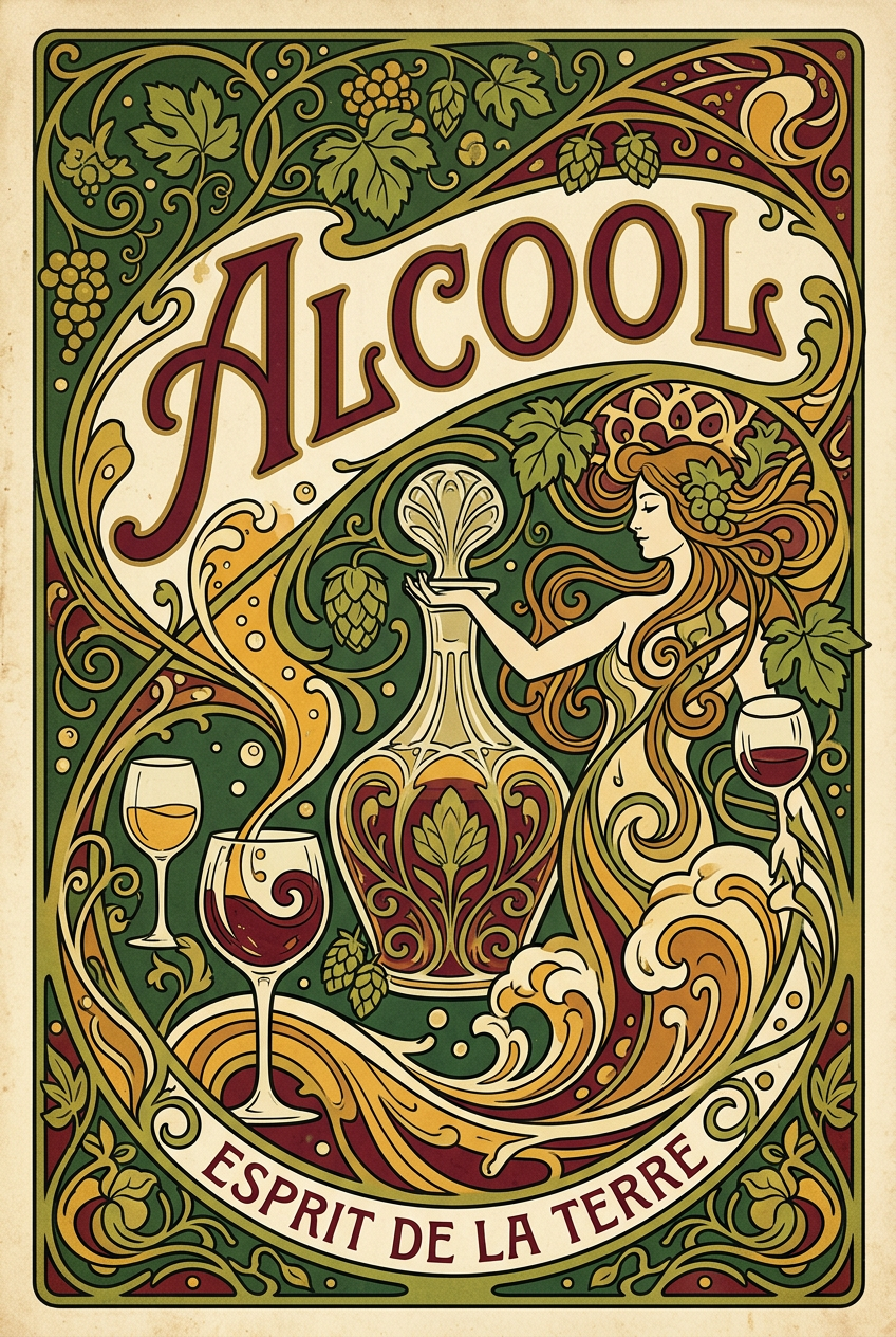 Affiche Alcool Esprit de la Terre, poster vintage | Afich