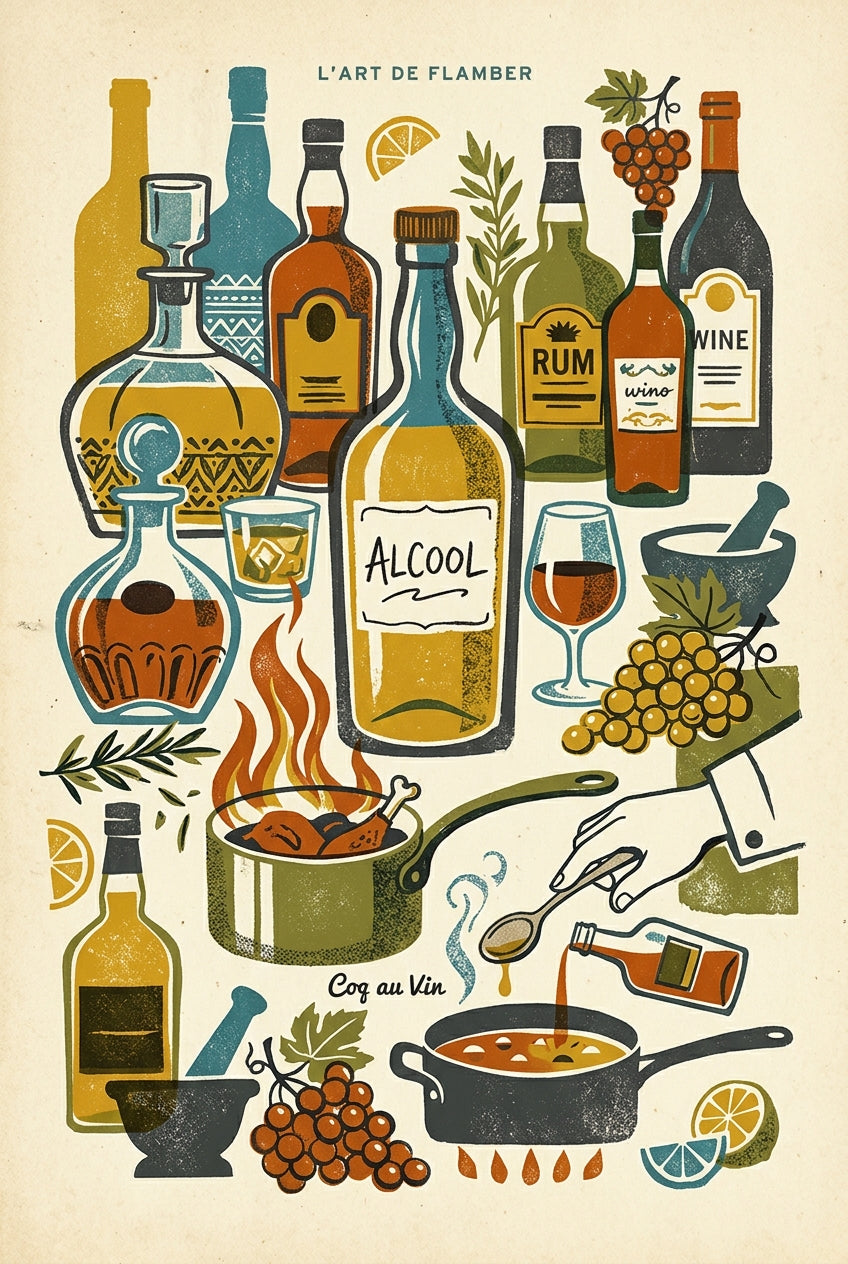 Affiche de cuisine vintage, poster Coq au Vin | Afich