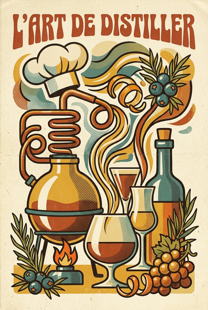 Affiche l'Art de Distiller, poster style rétro | Afich