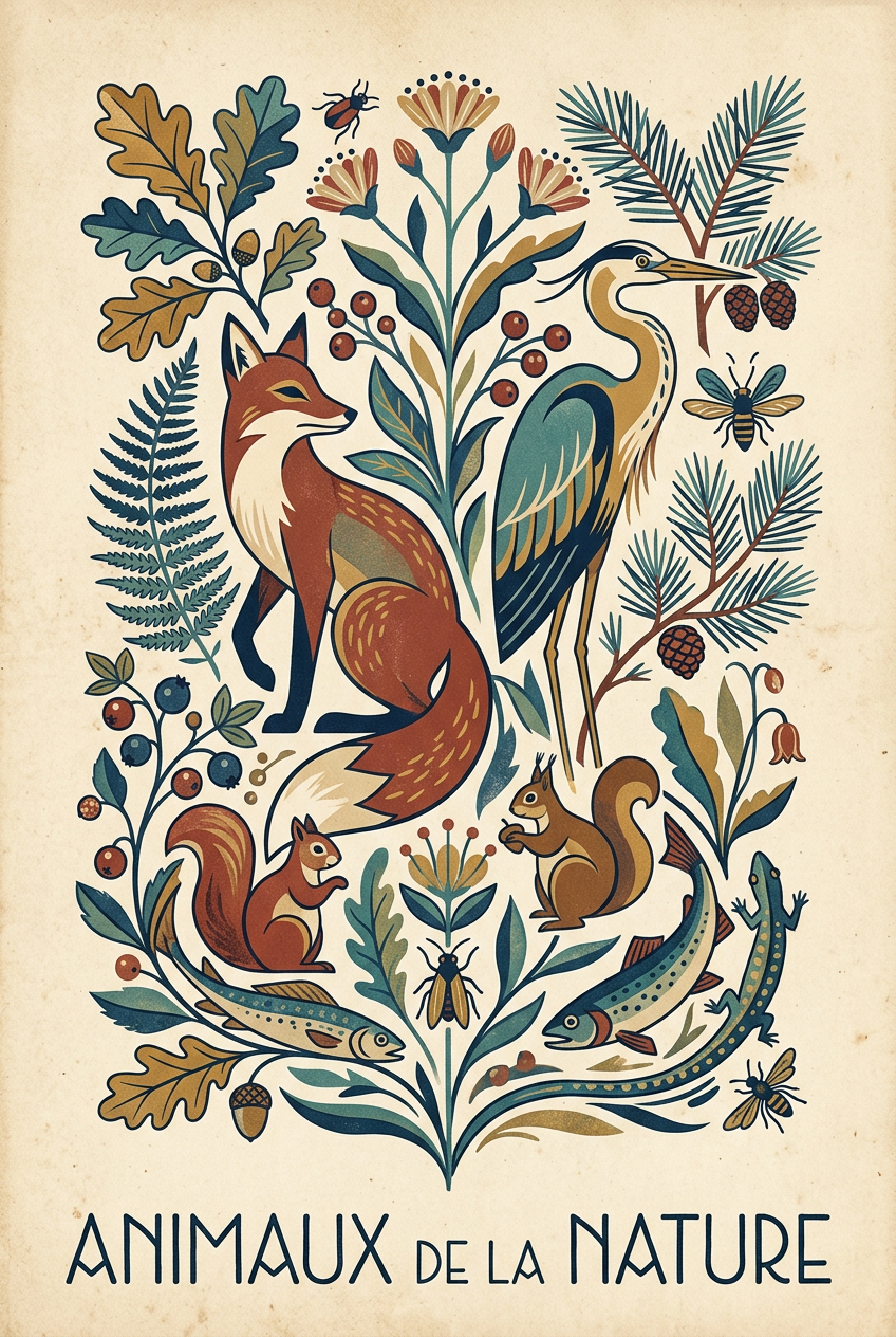 Affiche Animaux de la Nature, poster vintage | Afich
