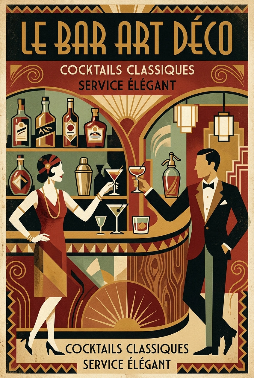 Affiche Le Bar Art Déco, style vintage | Afich