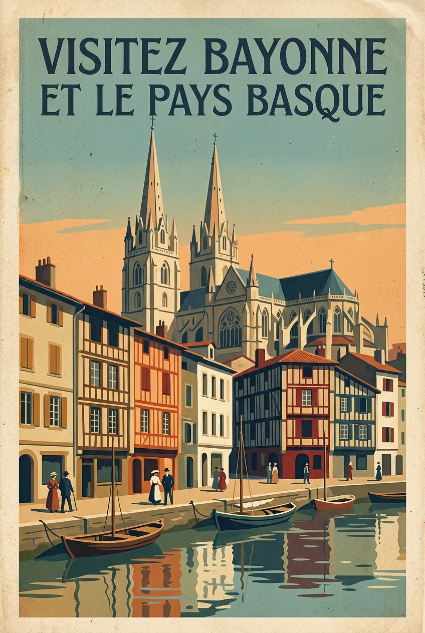 Affiche de Bayonne, poster cathédrale vintage | Afich
