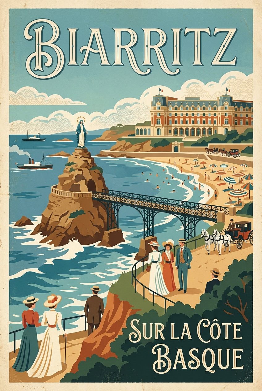 Affiche Biarritz vintage, décor Côte Basque | Afich
