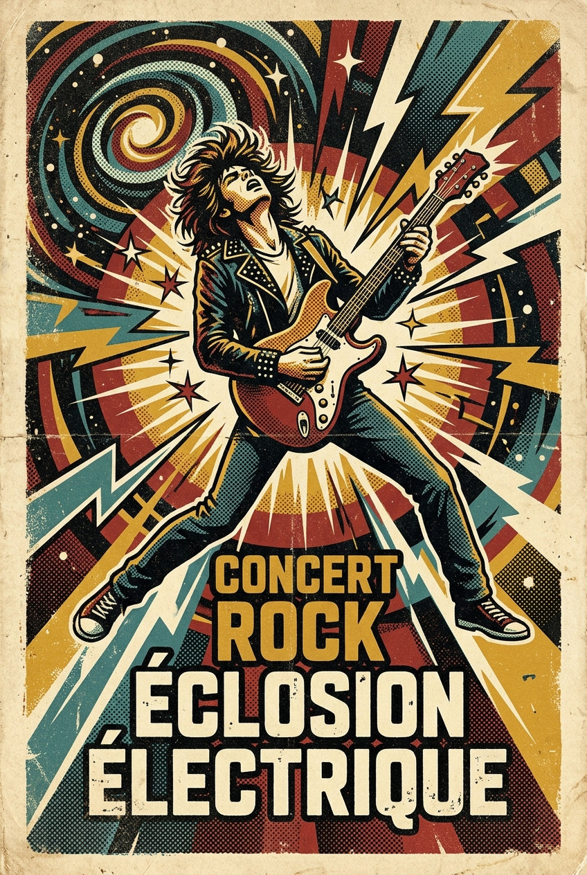 Poster Concert Rock Éclosion Électrique, vintage | Afich