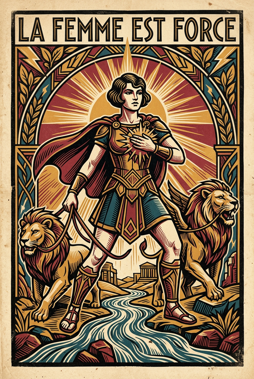 Affiche La femme est force, style vintage | Afich