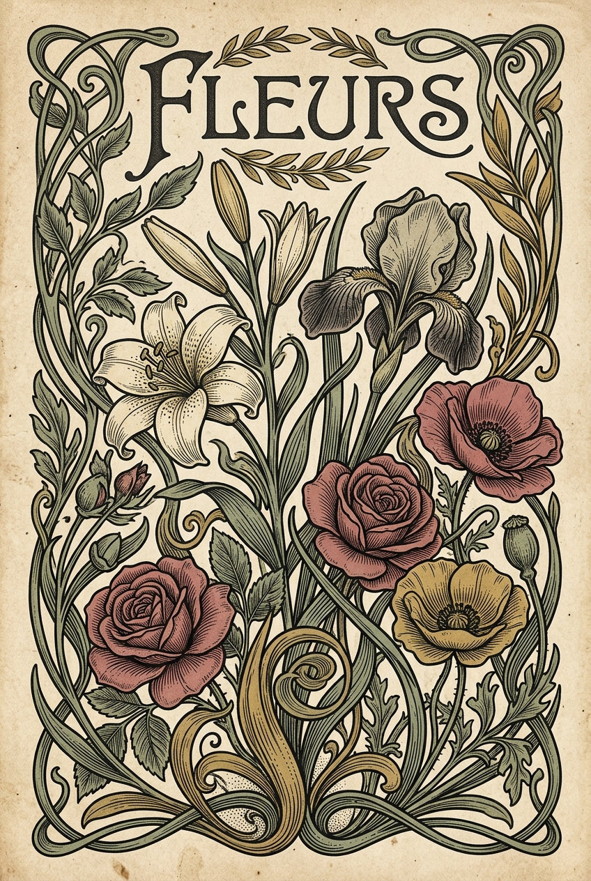 Affiche Fleurs, poster vintage Art Nouveau | Afich