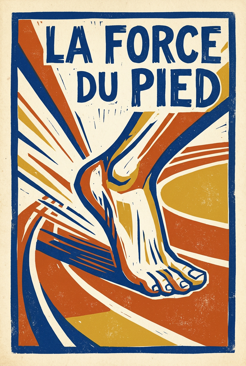 Affiche La Force du Pied, style linogravure vintage | Afich