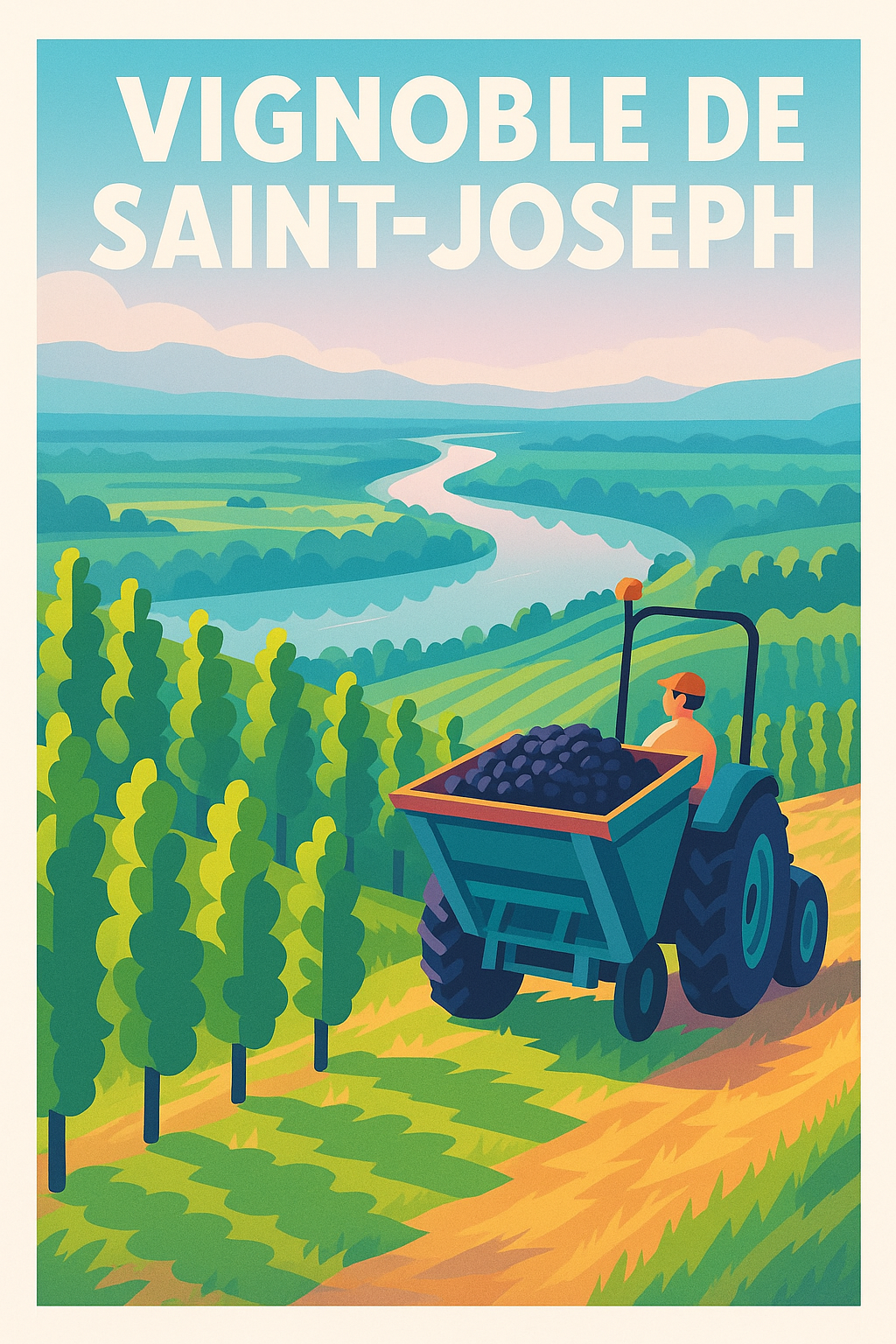 Affiche de Vignoble de Saint-Joseph - L'élégance des terrasses du Rhône