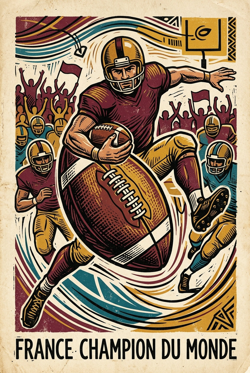 Poster de football américain, style vintage | Afich