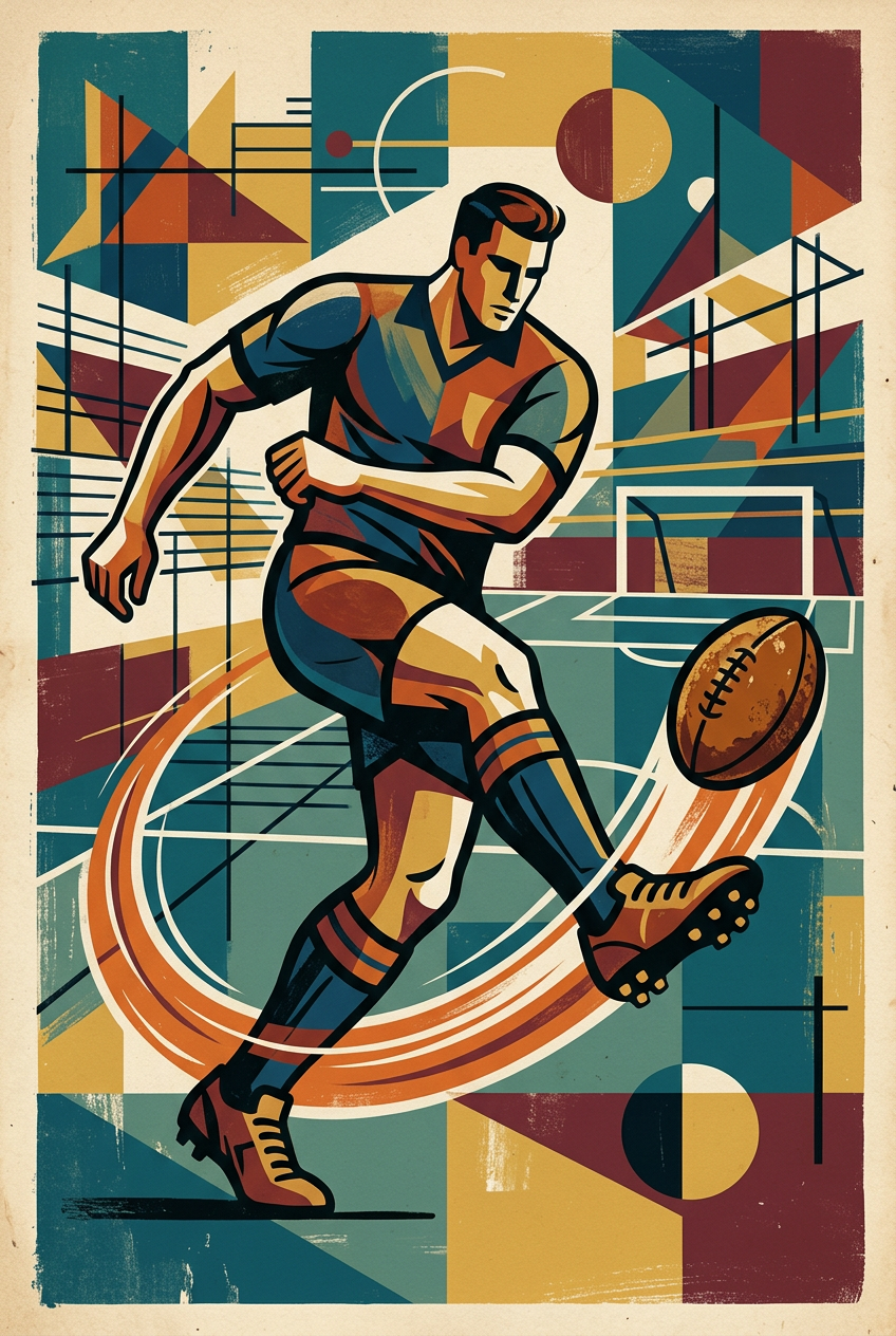 Affiche de rugby vintage, style géométrique | Afich