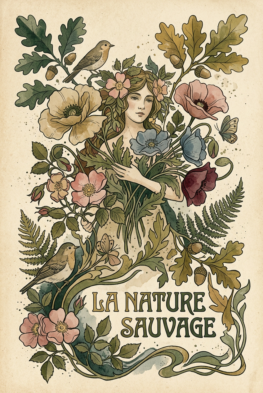 Affiche La Nature Sauvage, style vintage | Afich