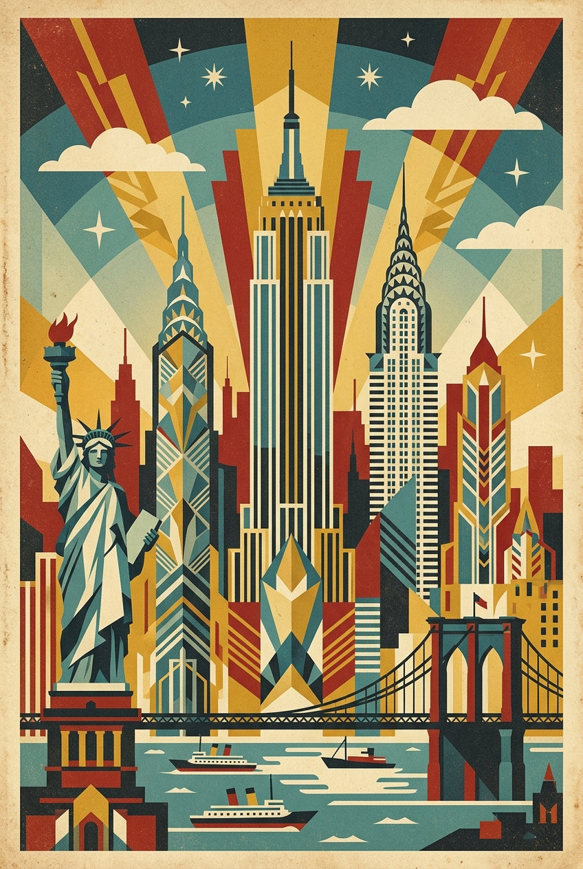 Affiche de New York vintage, style Art Déco | Afich