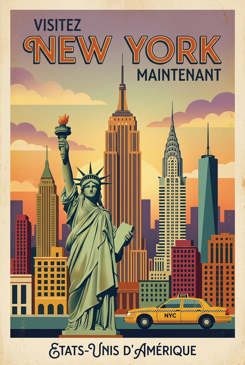 Affiche New York vintage, poster Brooklyn Bridge | Afich