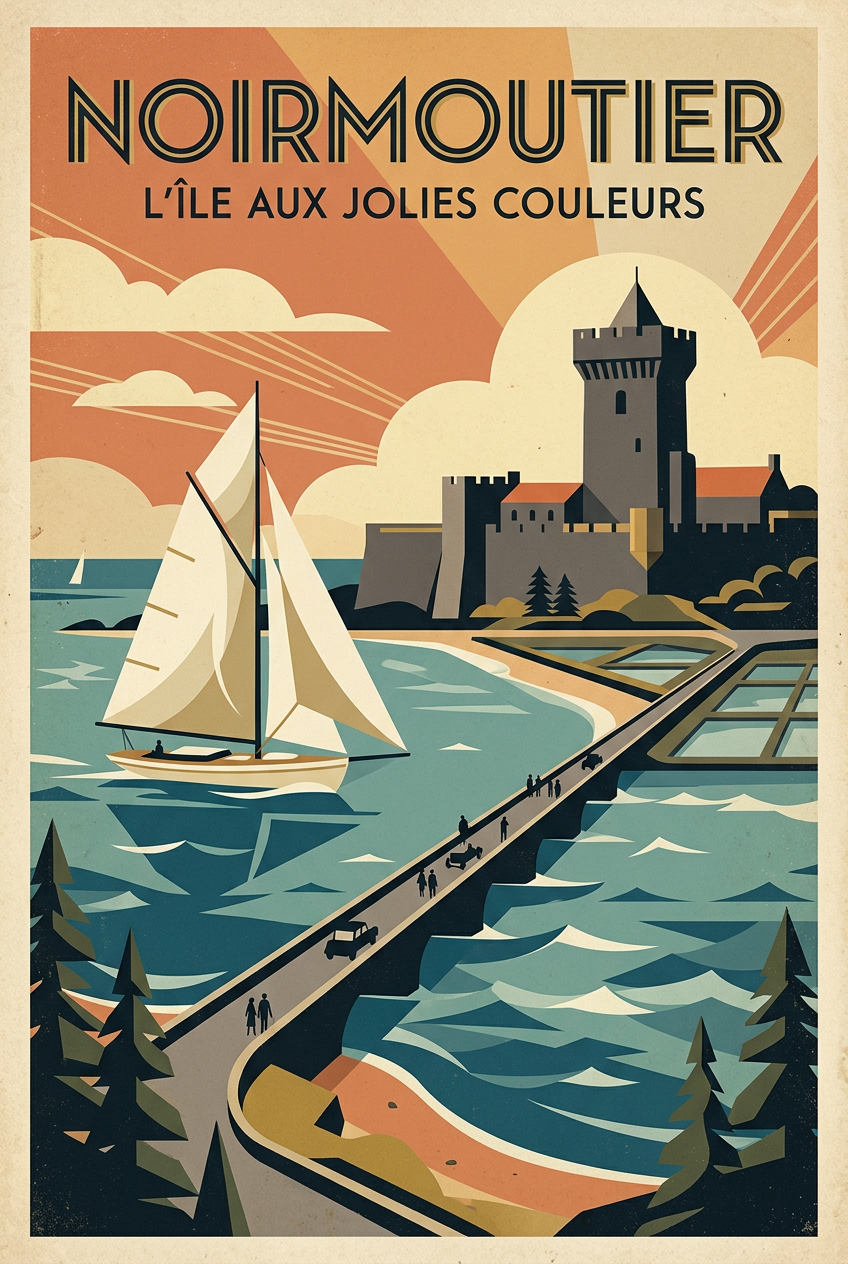 Affiche de Noirmoutier, poster phare et marais | Afich