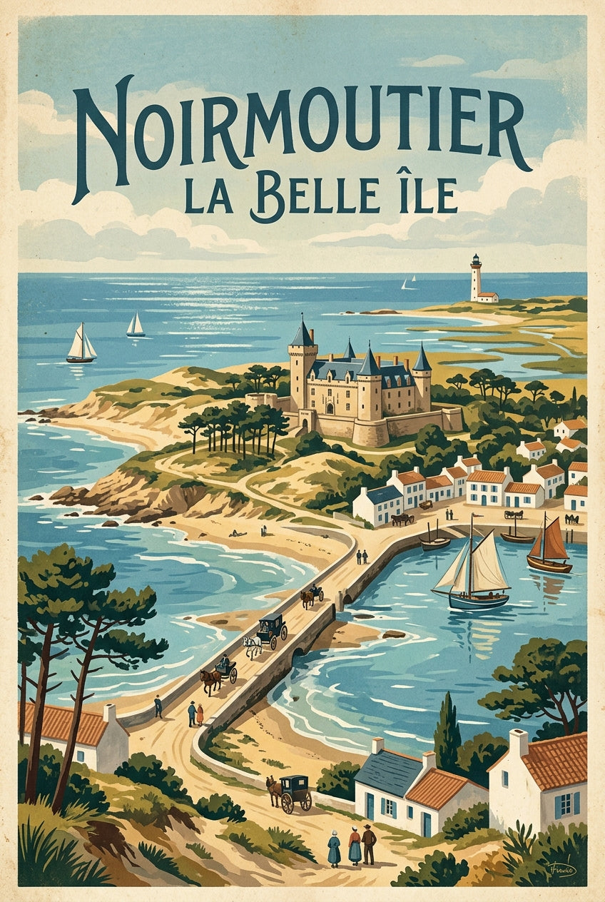 Affiche de Noirmoutier, poster vintage château | Afich