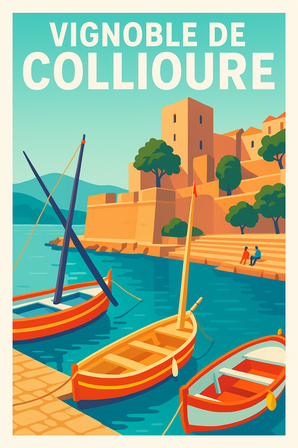 Affiche de Vignoble de Collioure - L'éclat de la Méditerranée et des barques catalanes