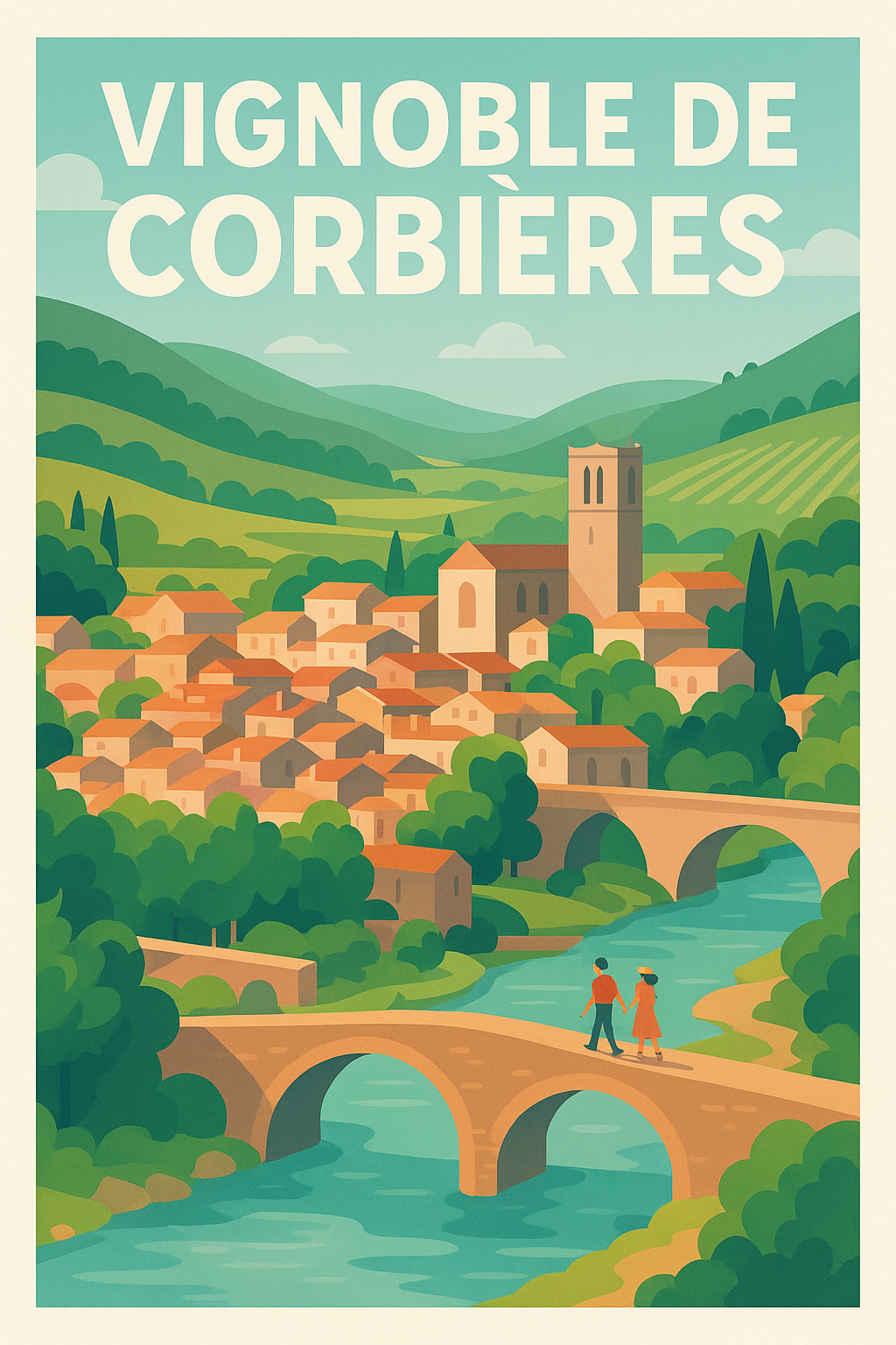 Affiche de Vignoble de Corbières - L'élégance du Sud entre vignes et rivières