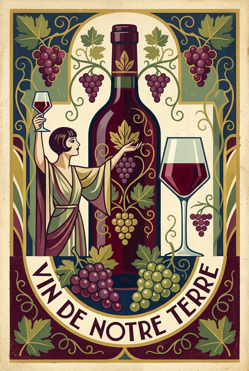 Affiche Vin de notre terre, style vintage | Afich