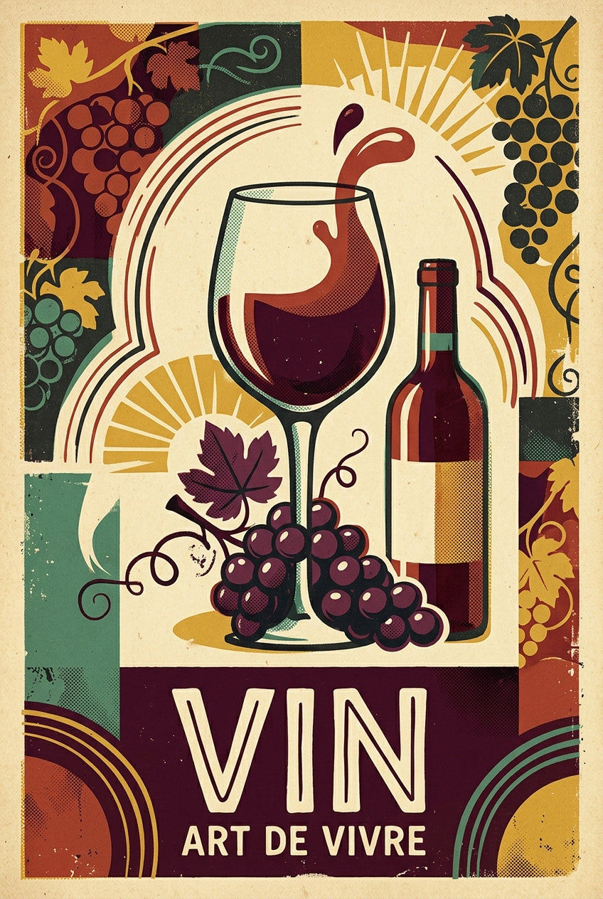 Affiche vin vintage, poster verre de vin | Afich