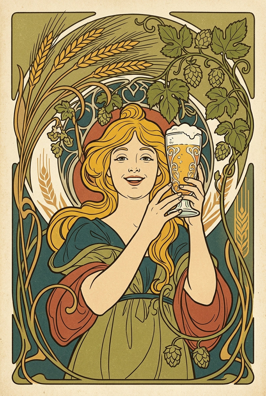 Affiche bière vintage, style Art Nouveau | Afich