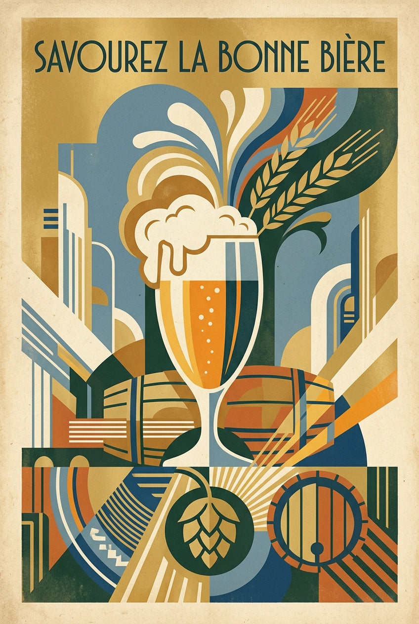 Affiche de bière vintage, style art déco | Afich