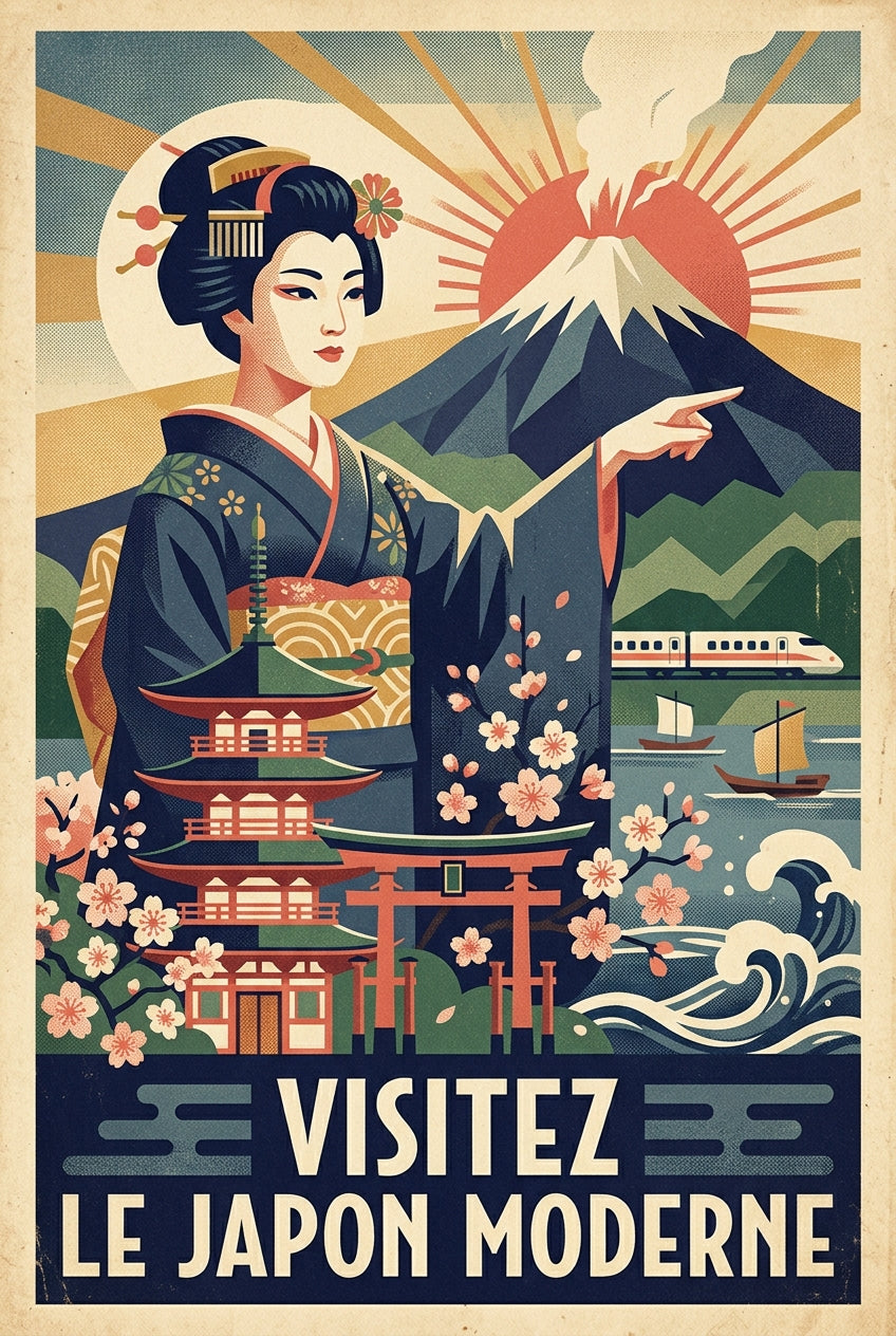 Affiche du Japon vintage, poster Geisha | Afich