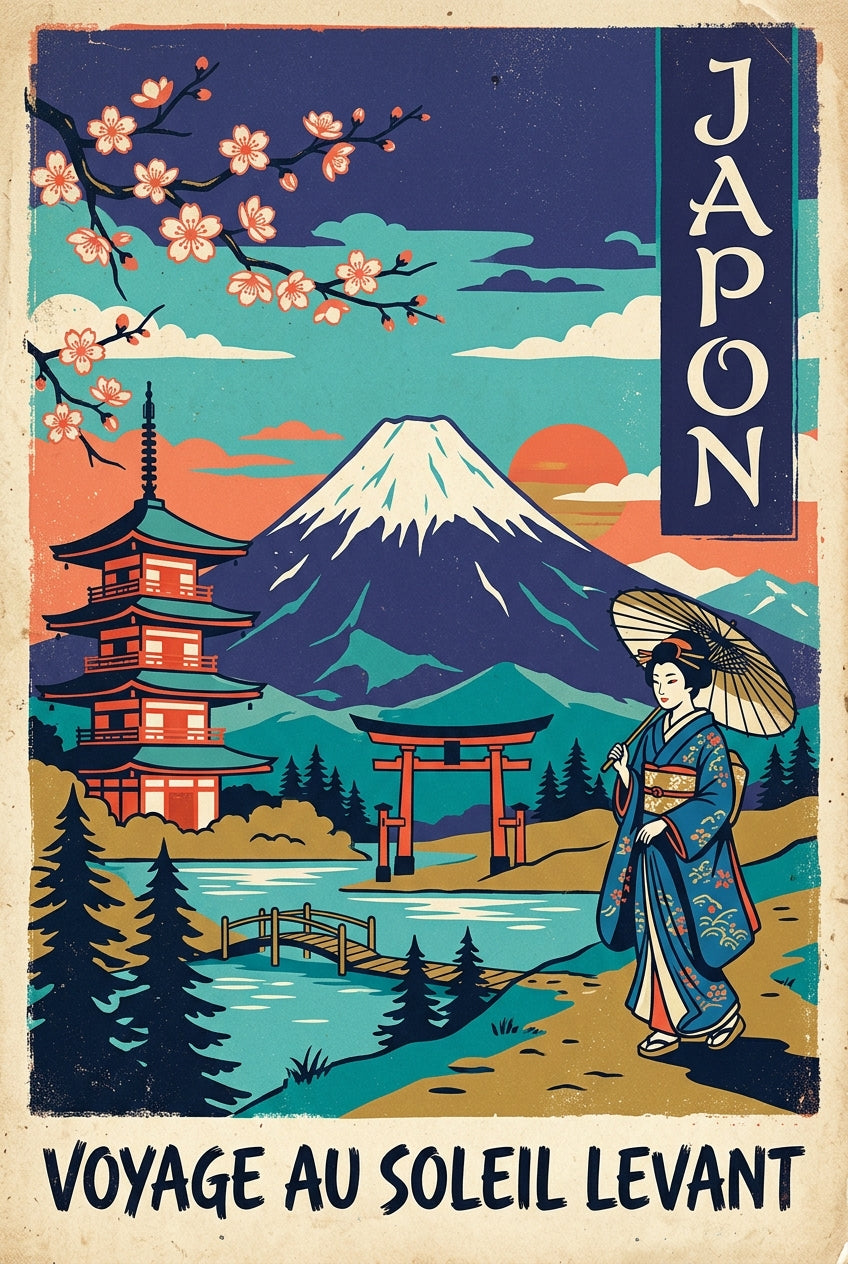 Affiche du Japon vintage, poster Mont Fuji | Afich