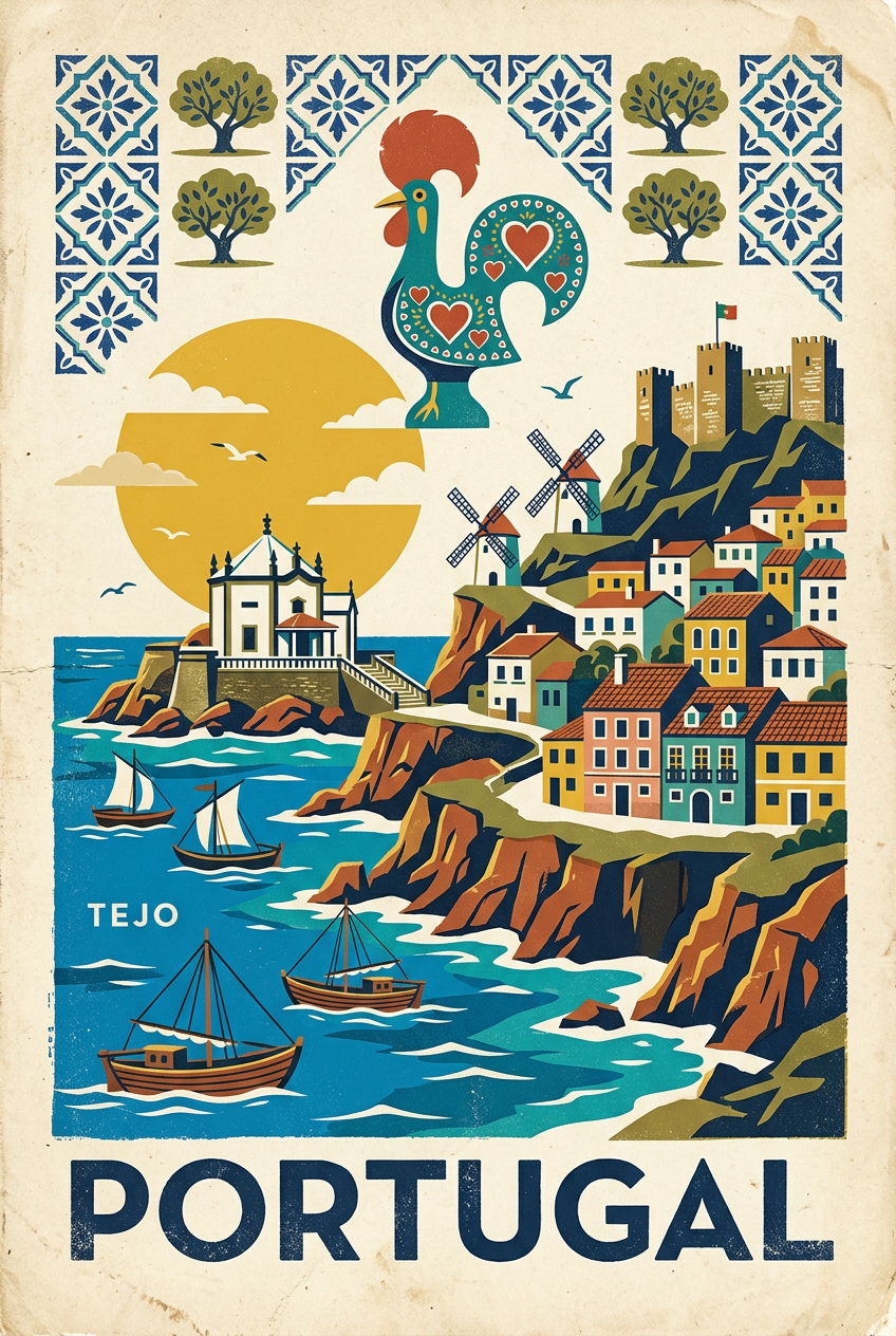 Affiche du Portugal, poster vintage Tejo | Afich