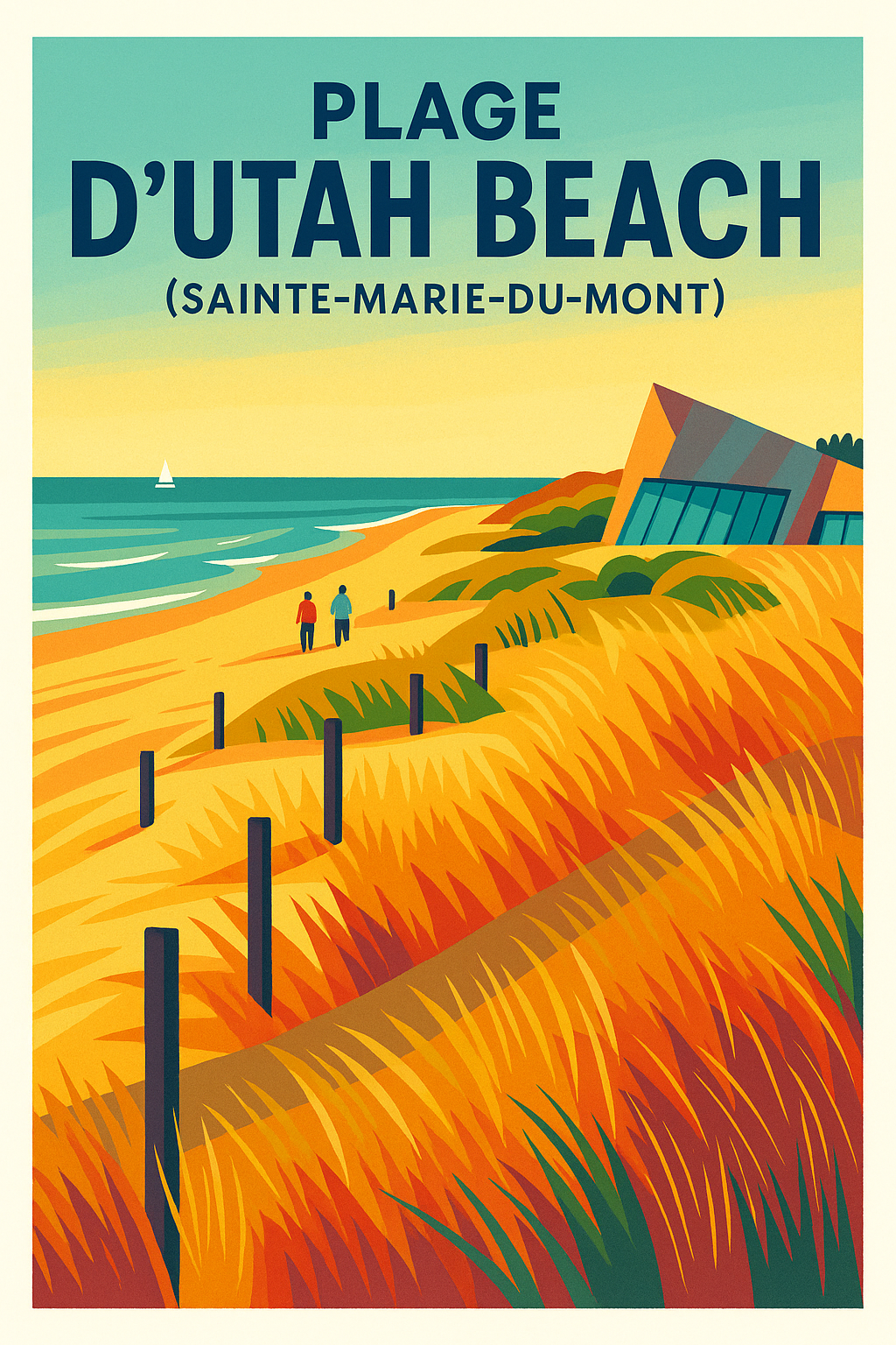 Affiche de Plage d'Utah Beach - L'élégance sauvage de la côte normande