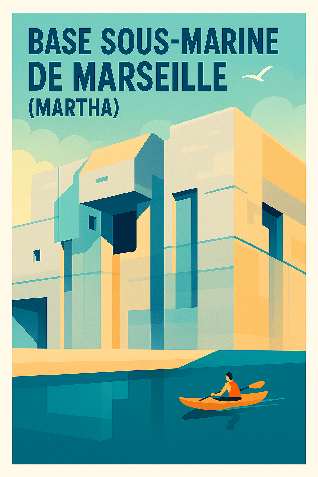 Affiche de Base sous-marine de Marseille (Martha) - L'architecture navale entre ombre et lumière